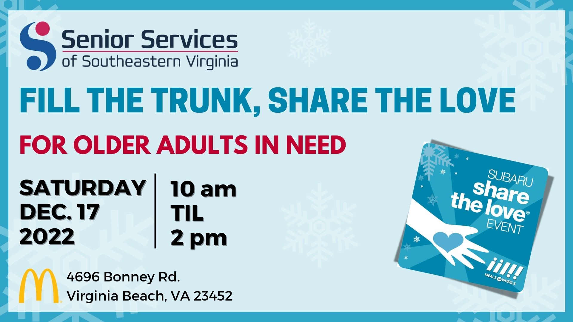 Senior Services to Celebrate the Subaru Share the Love® with Fill the Trunk