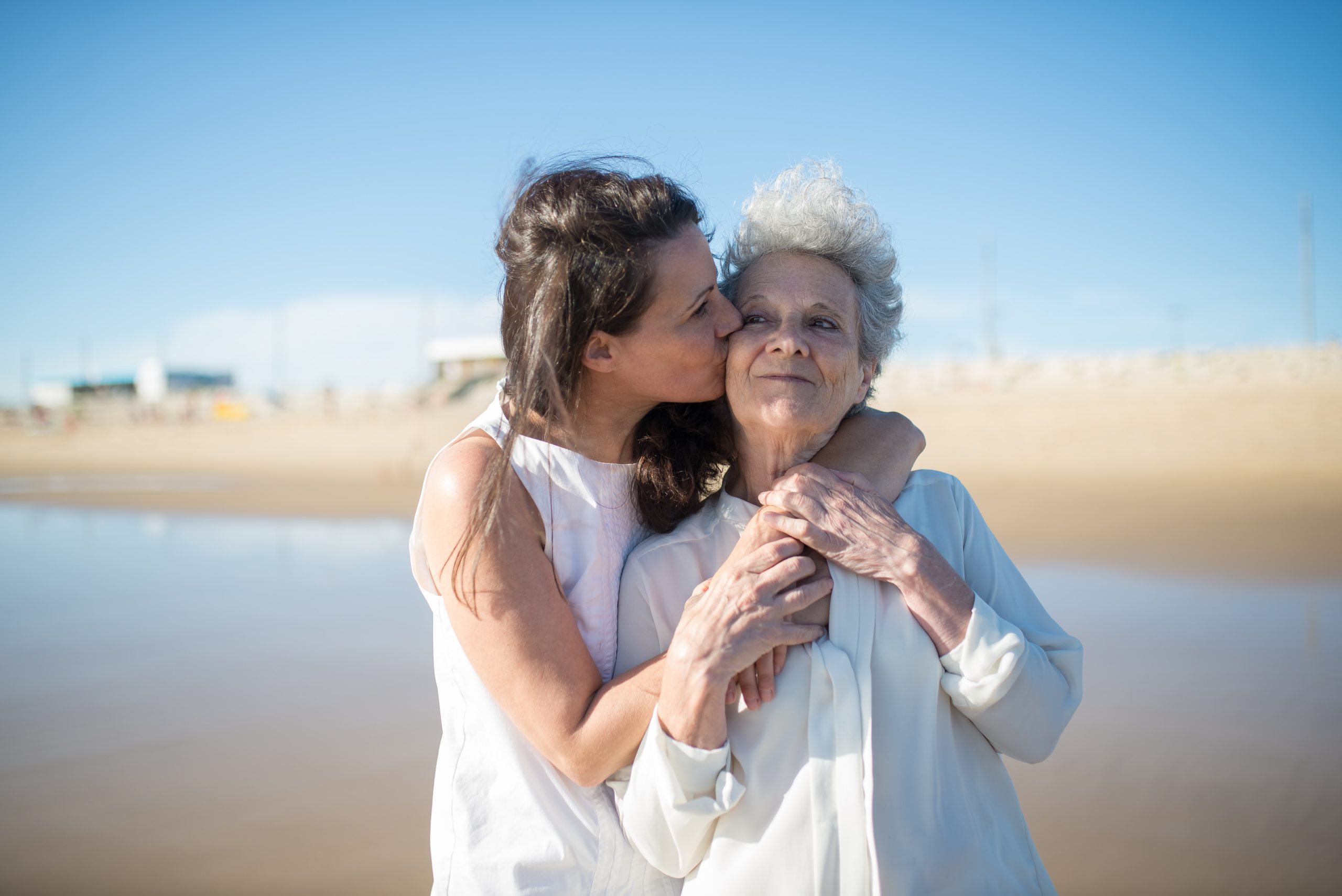 mother and daughter on beach