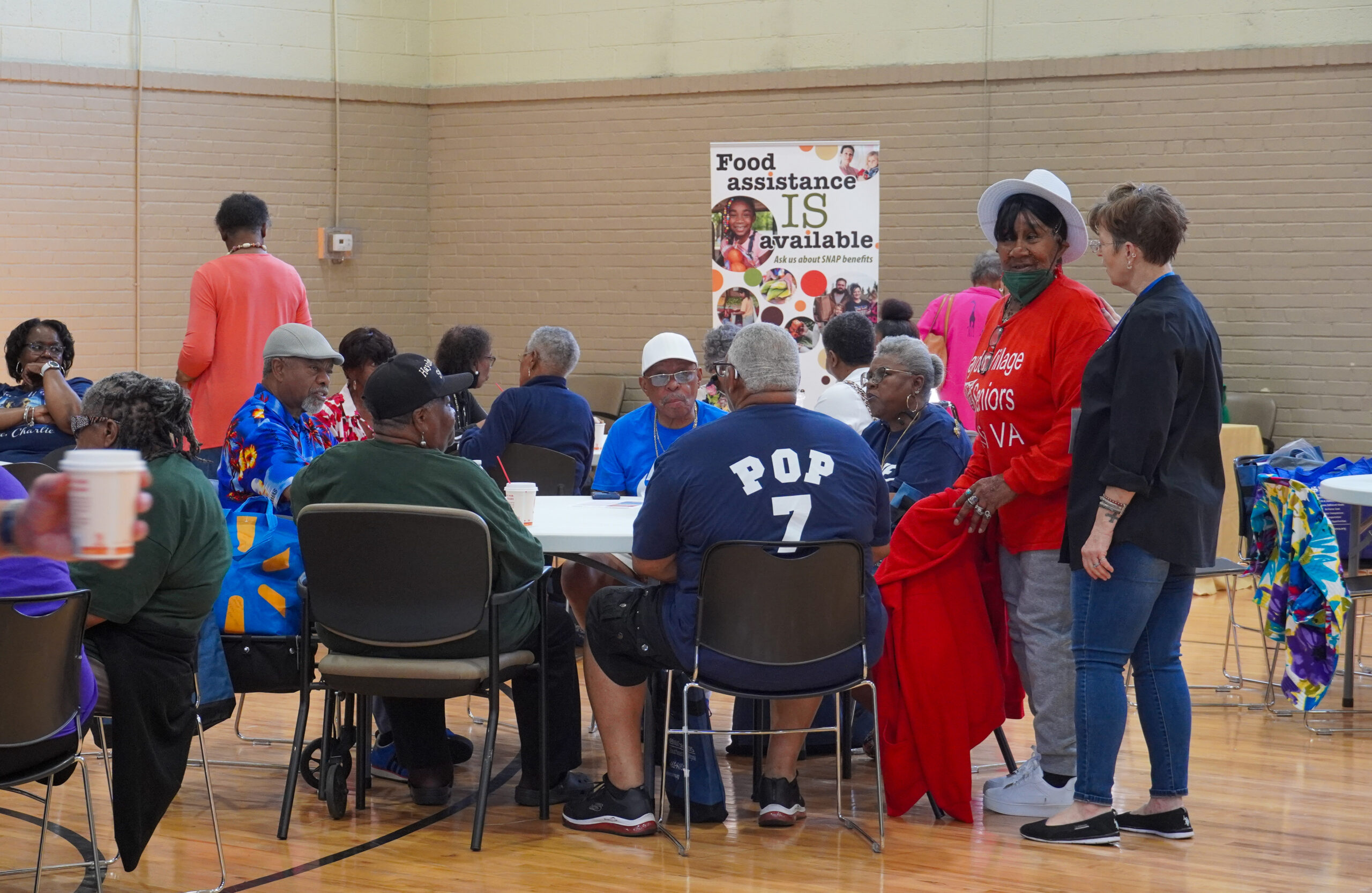 group of seniors in a gym