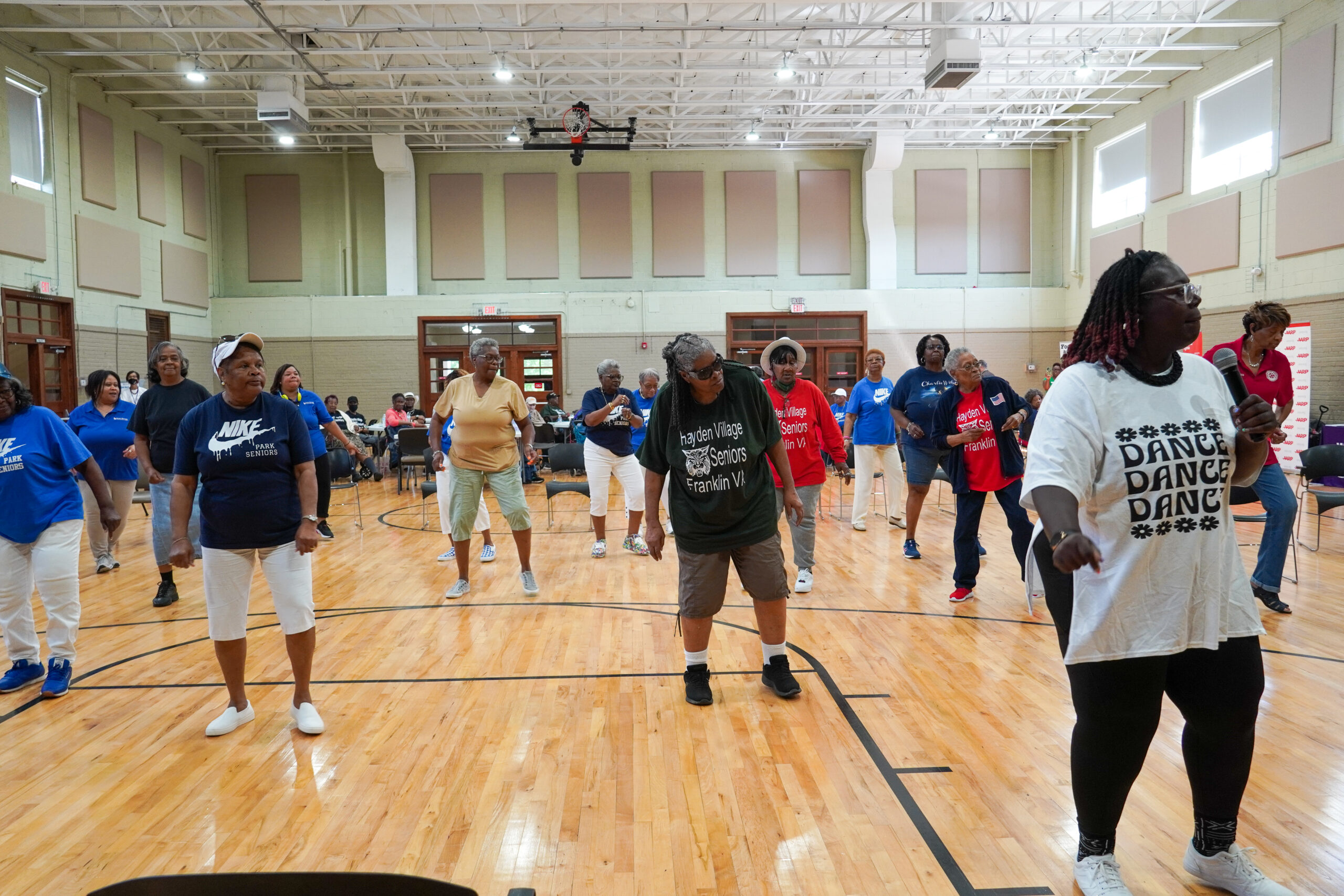 group of seniors dancing