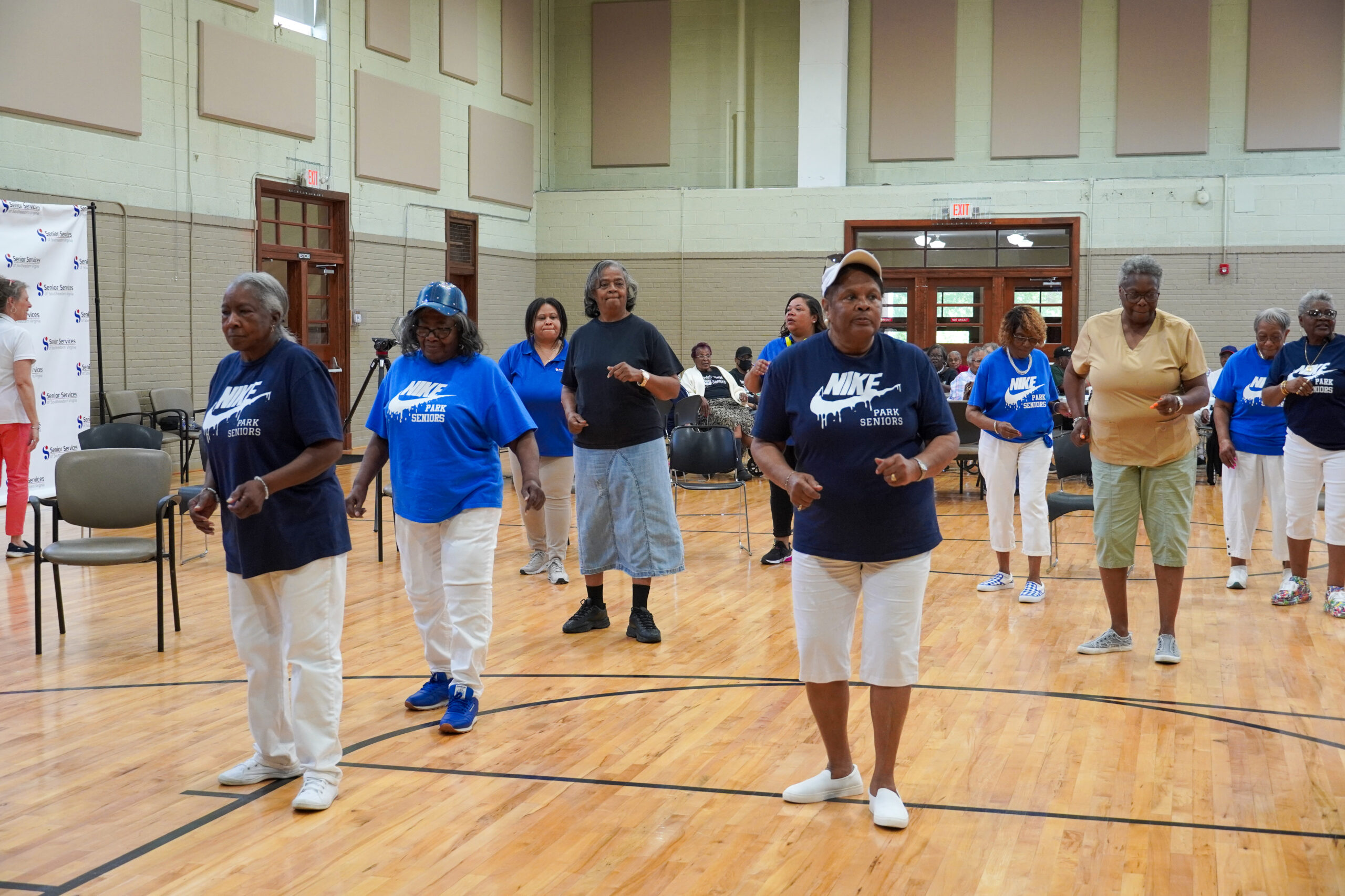 group of seniors dancing