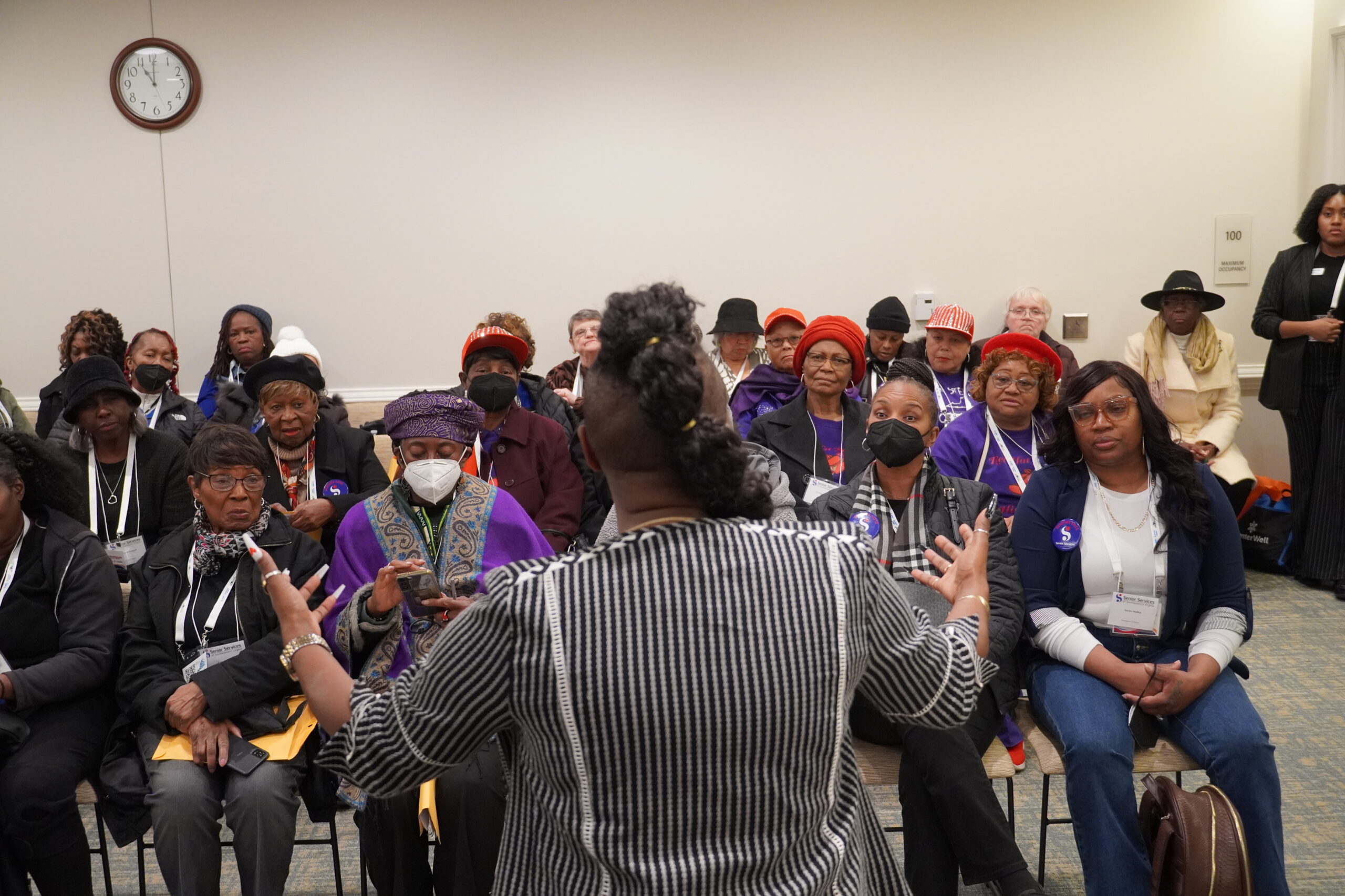 Delegate Glass speaking to group of seniors