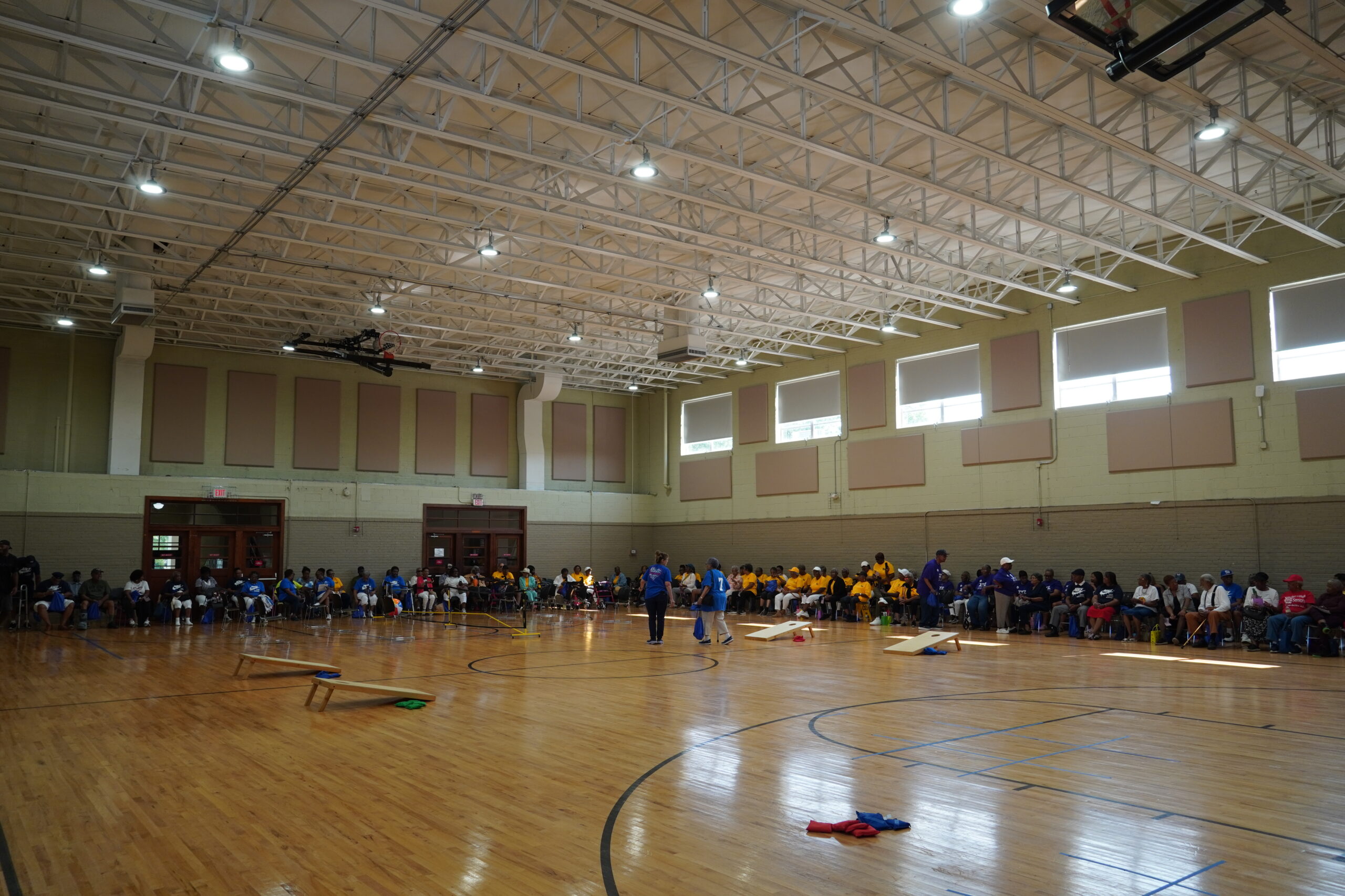 seniors seated around gym