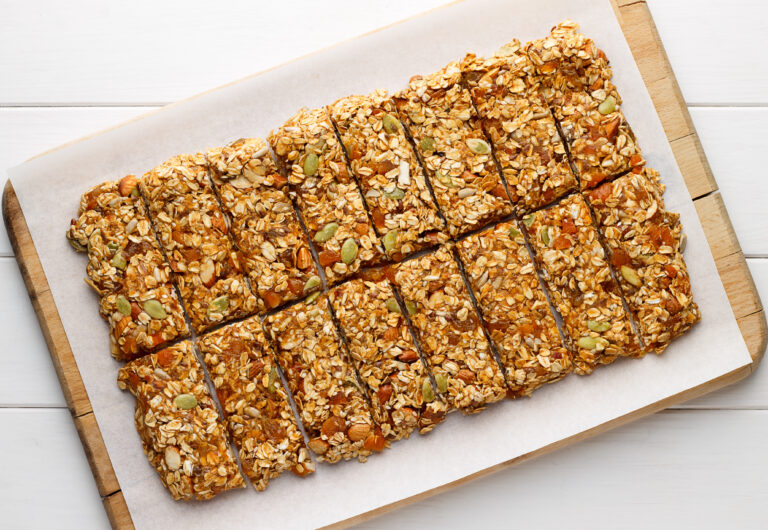 granola bars on baking sheet: oats