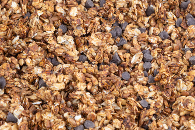 oats mixed with granola and chocolate chips